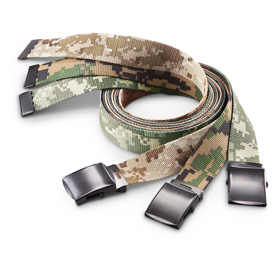 Military-Style Digital Camo Adjustable Web Belts