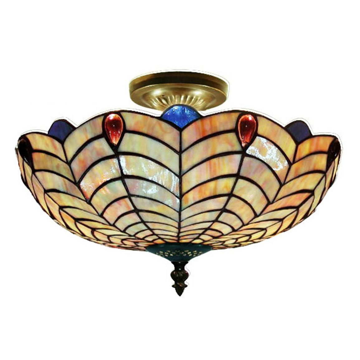 Tiffany-style Shell Semi-flush Ceiling Light Fixture ...