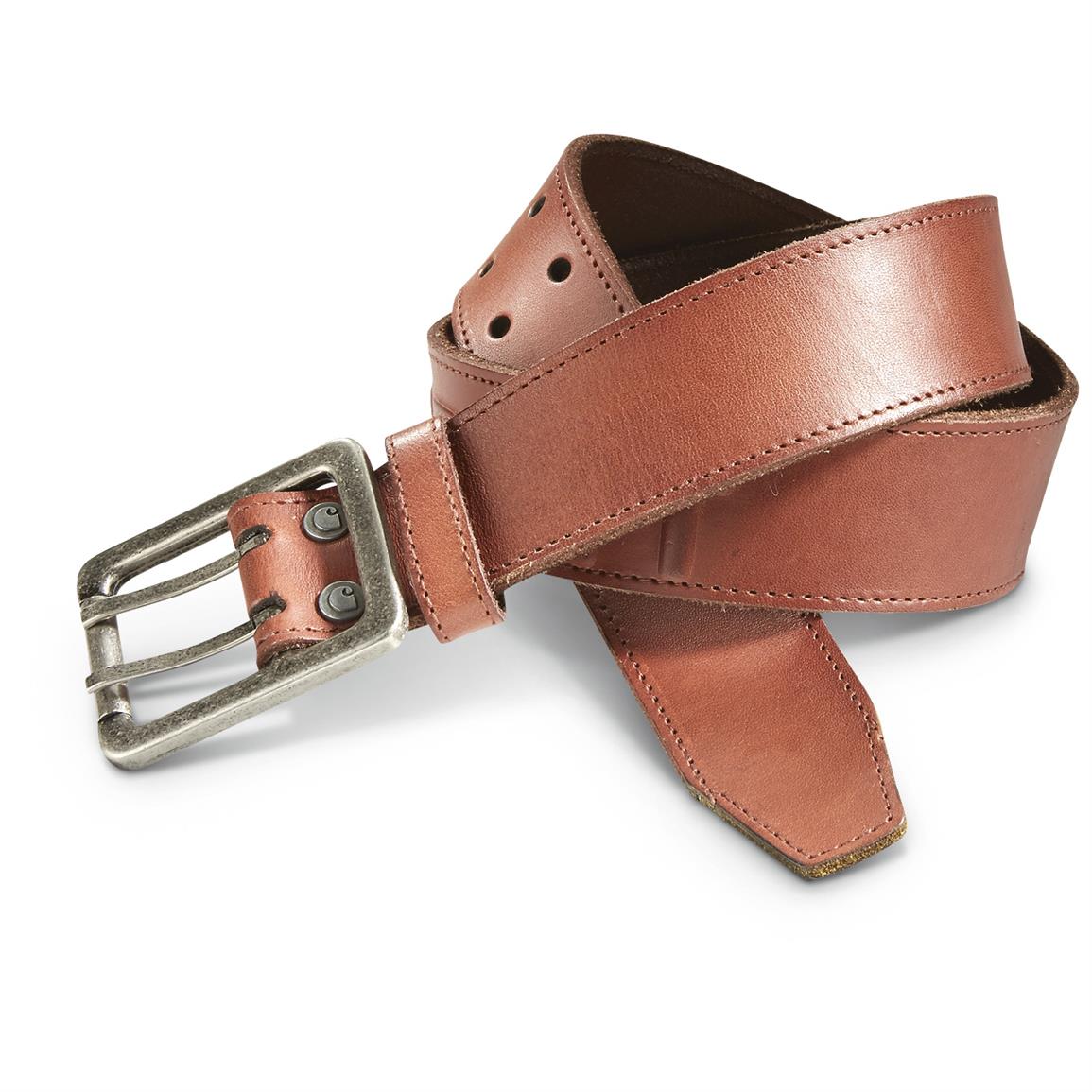 Carhartt Leather Logo Belt, Brown - 224869, Belts & Suspenders at ...