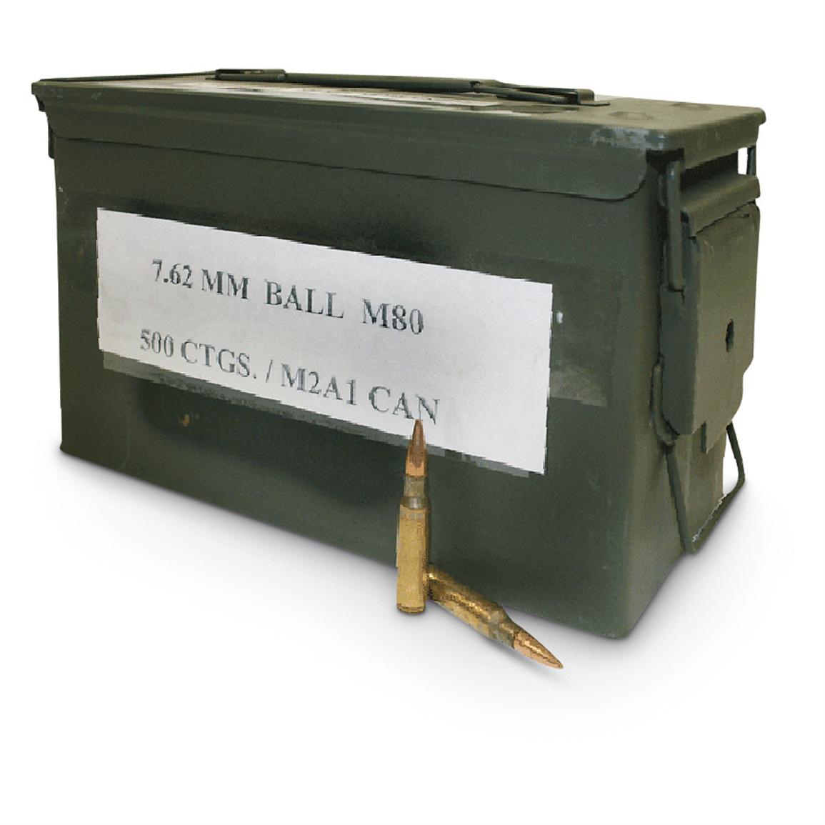 500 rds. .308 (7.62x51) 147 gr. Full Steel Jacket Ammo 224875, .308