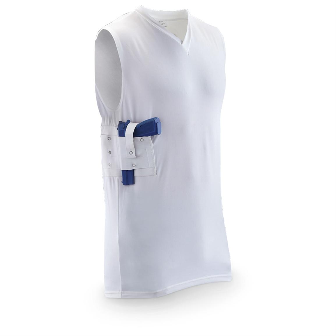 white sleeveless compression shirt