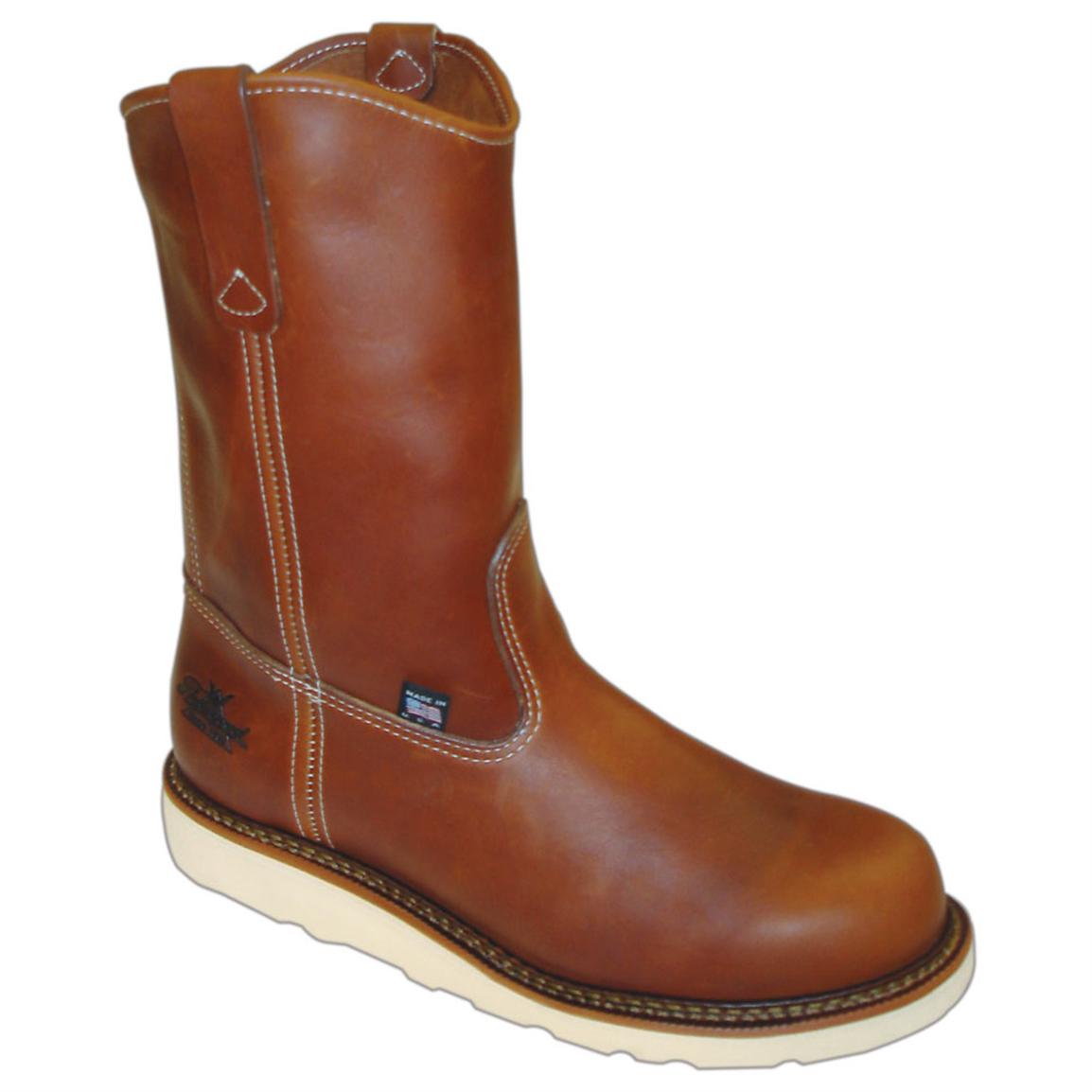 Men's Thorogood® 8 inch Steel Toe Wedge Wellington Work Boots, Brown