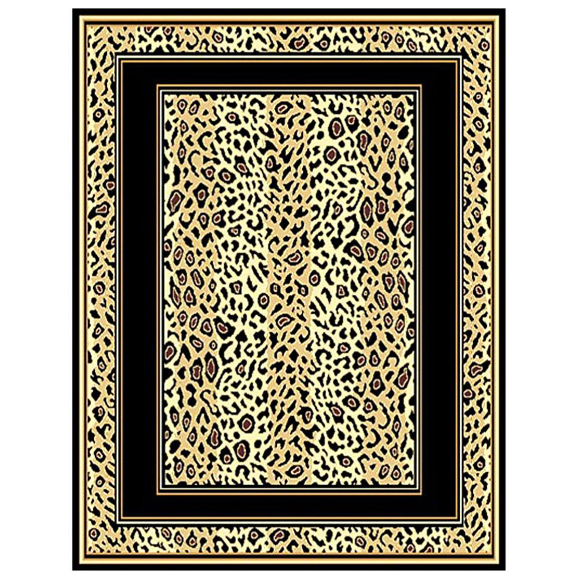 Leopard Print Border Area Rug - 226523, Rugs at Sportsman's Guide