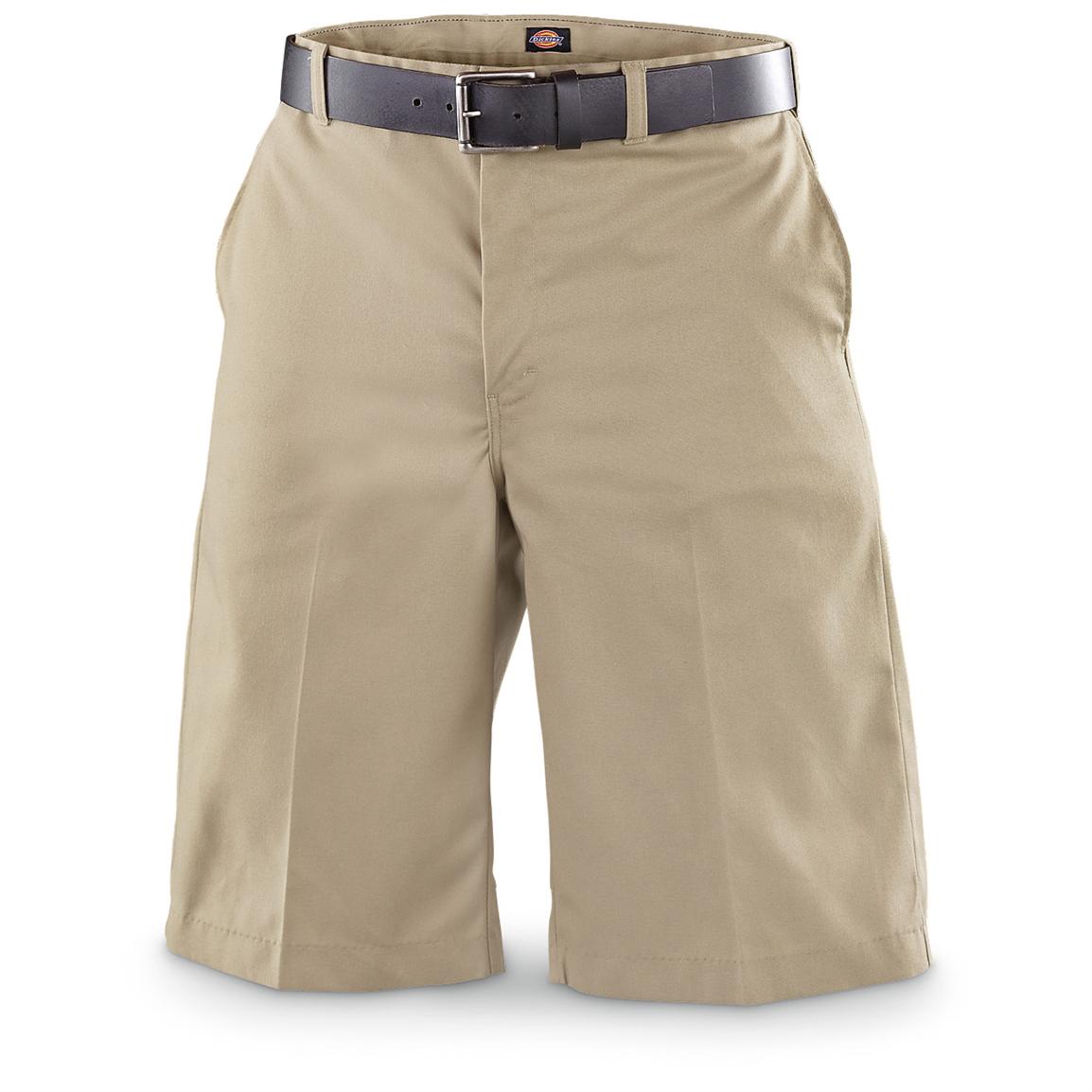 Dickies® Flat Front Work Shorts, Khaki - 226597, Shorts at ...