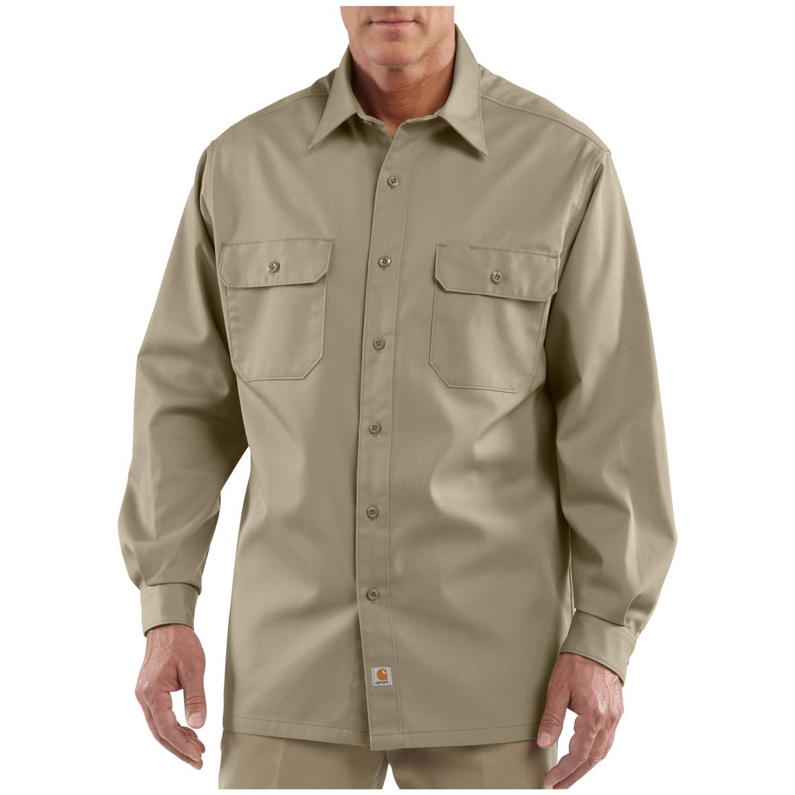 Men's Carhartt® Long - sleeve Twill Work Shirt - 227221, Shirts & Polos ...