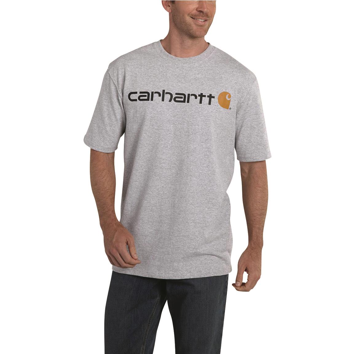 Carhartt Men's Short Sleeve Logo Shirt, Heather Gray