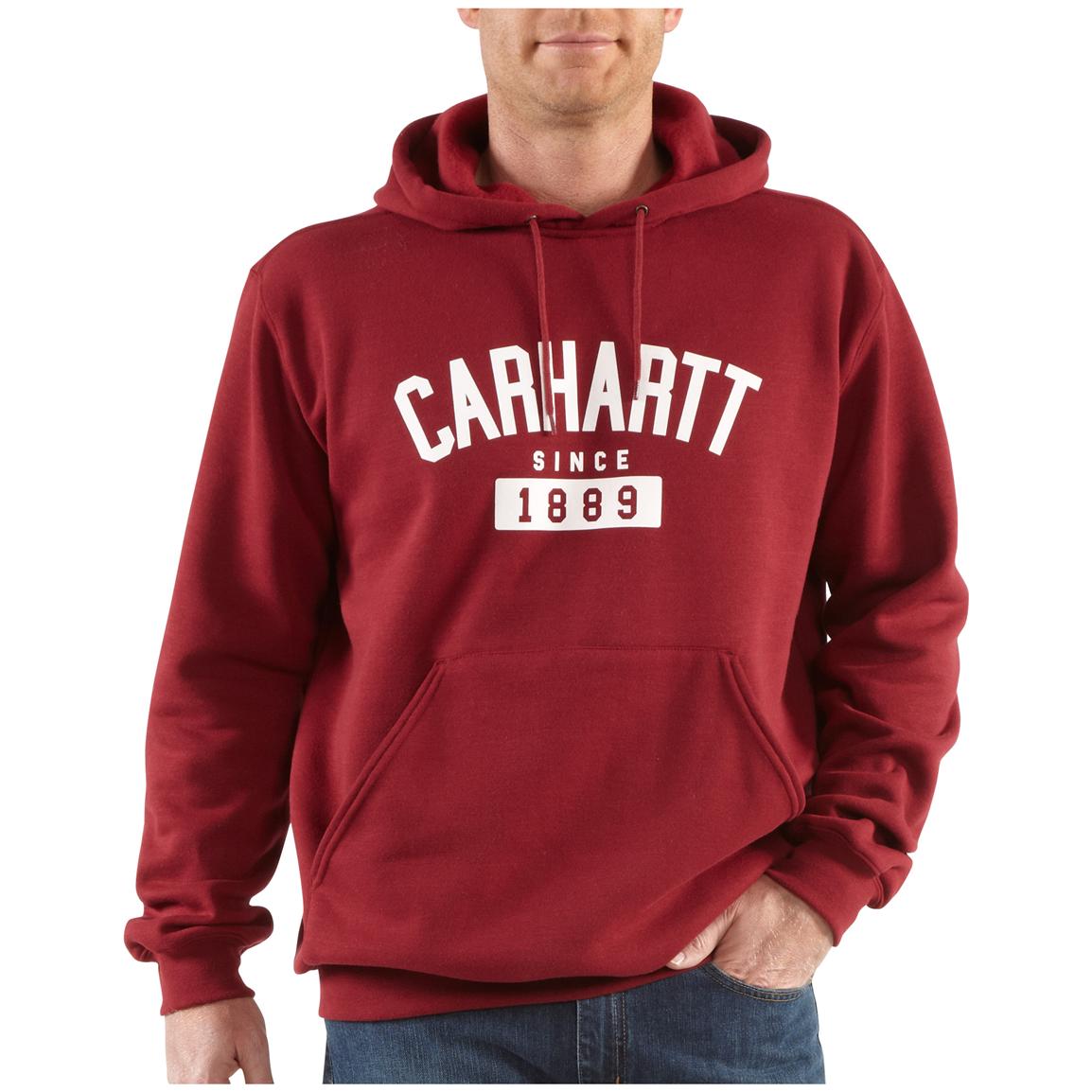 Men&#39;s Carhartt® Collegiate Midweight Hooded Pullover Sweatshirt - 227238, Sweatshirts & Hoodies ...