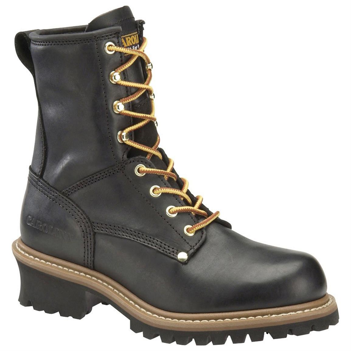 Men's Carolina® 8 inch Logger Work Boots, Black