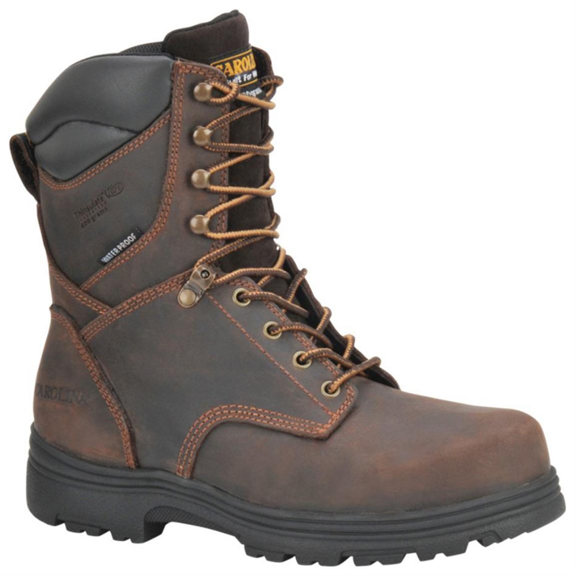 Men's Carolina® 8 inch SVB Waterproof 400-gram Thinsulate Insulation Steel Toe Work Boots, Gaucho