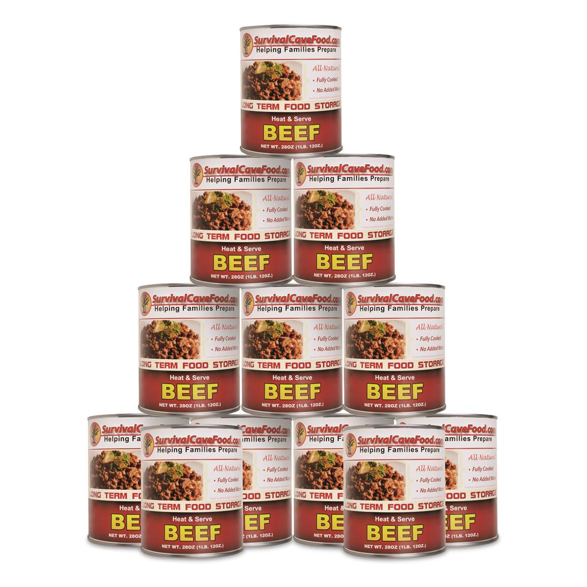Survival Cave Canned Beef Emergency Food, Case of 12, 108 Servings