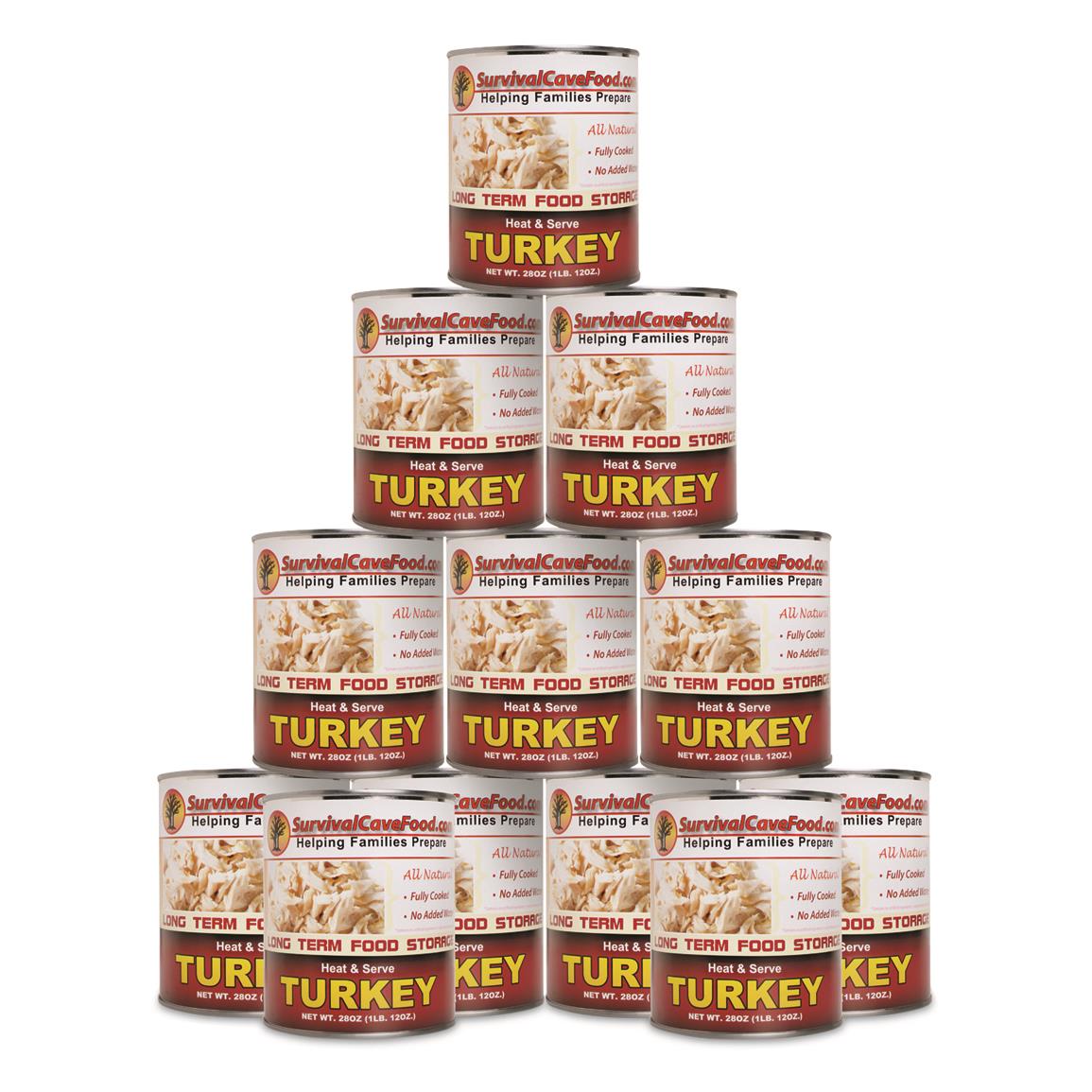Survival Cave Canned Turkey Emergency Food, Case of 12, 108 Servings
