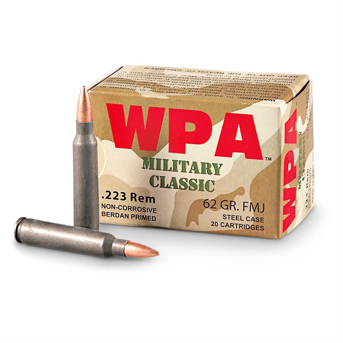 Wolf WPA Military Classic, .223 Remington, FMJ, 62 Grain, 240 Rounds