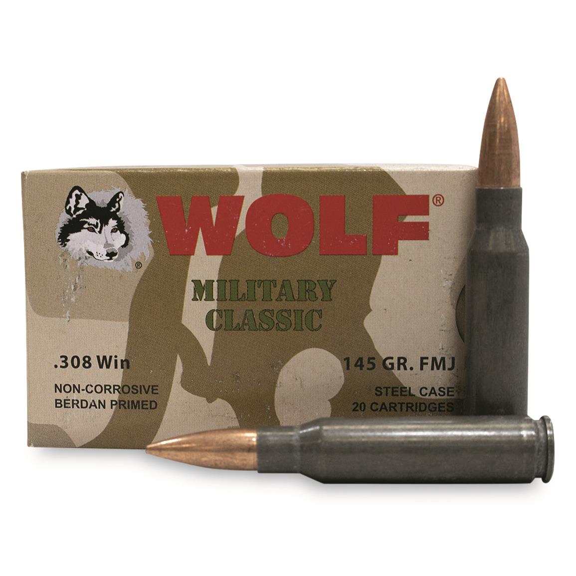Wolf WPA Military Classic, .308 Winchester, FMJ, 145 Grain, 20 Rounds