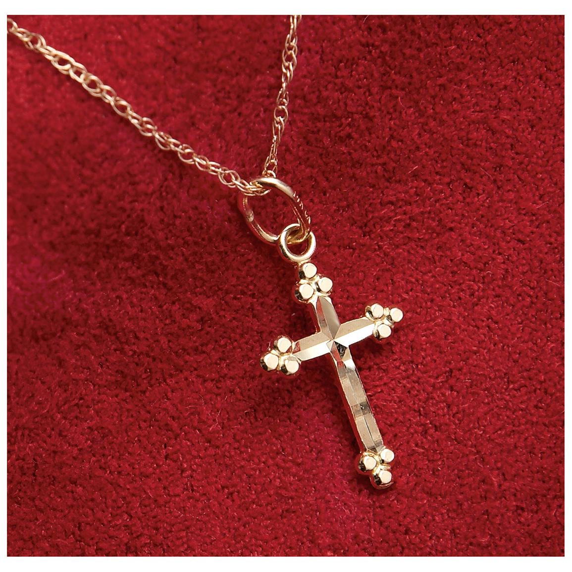 14k Gold Cross Necklace - 229048, Jewelry at Sportsman's Guide