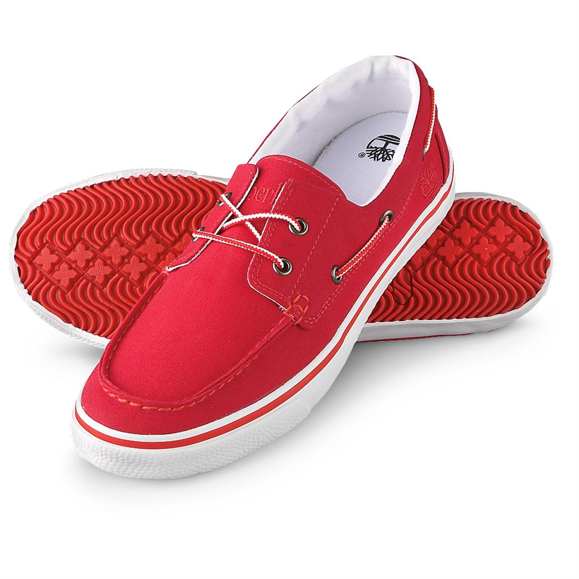 timberland red boat shoes