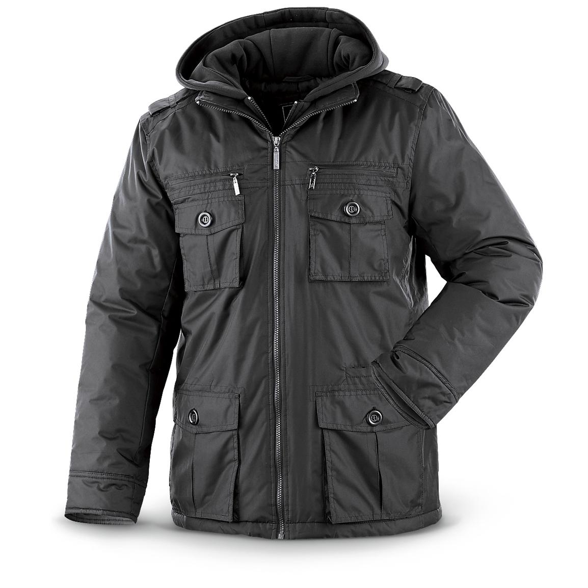 Kani™ Fleece Hooded Polyester Jacket, Black - 230620, Insulated Jackets ...