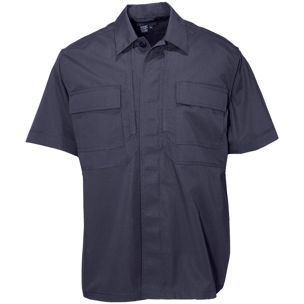 Men's 5.11 Tactical Short - sleeved Twill TDU Shirt, Dark Navy - 230674 ...