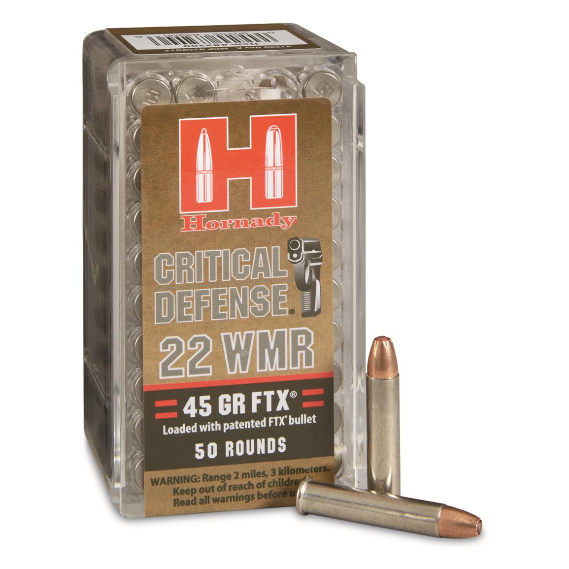 Hornady Critical Defense, .22 Mganum, FTX, 45 Grain, 50 Rounds - 231113 ...