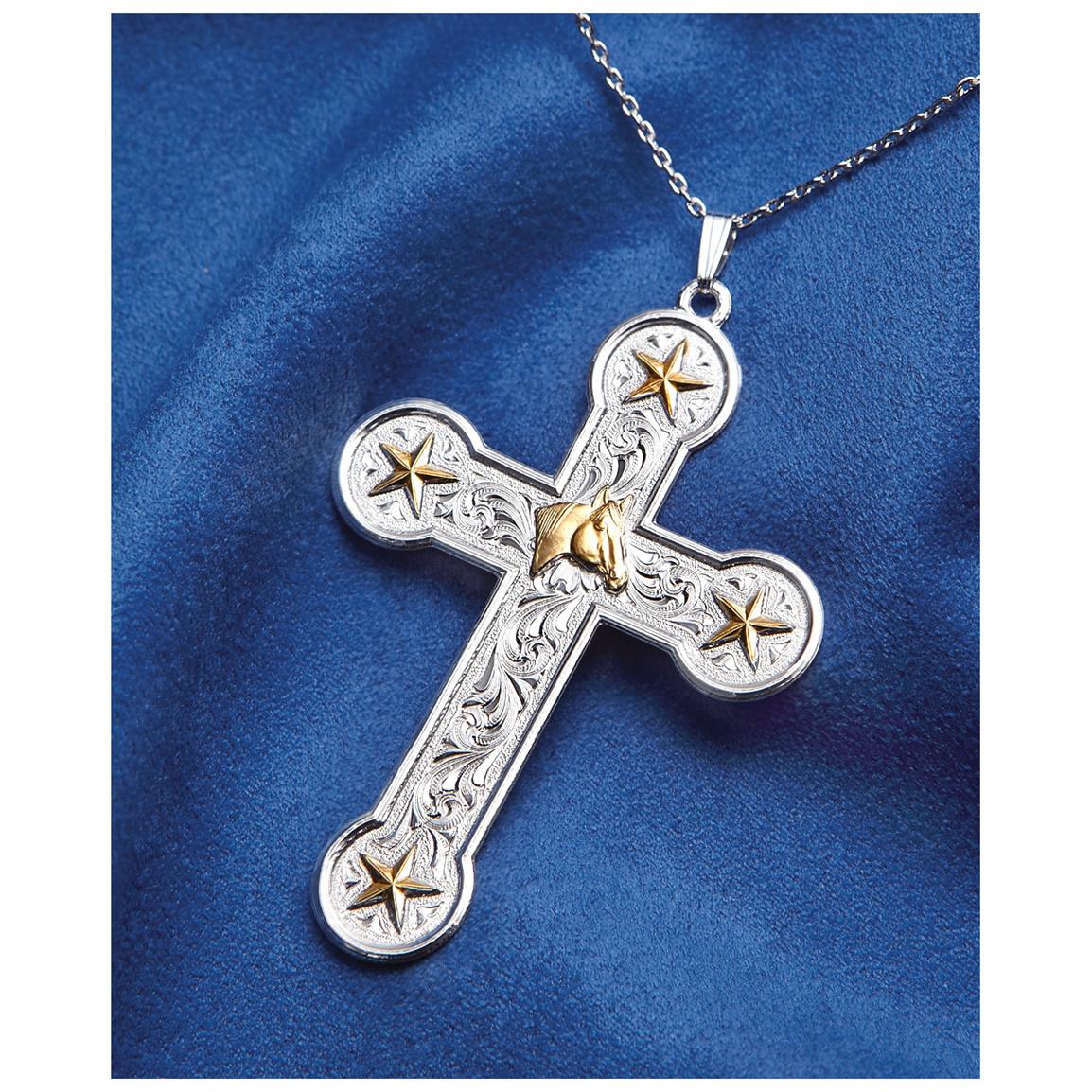 Montana Silversmiths® 2 - tone Star Cross Horse Necklace - 231557 ...