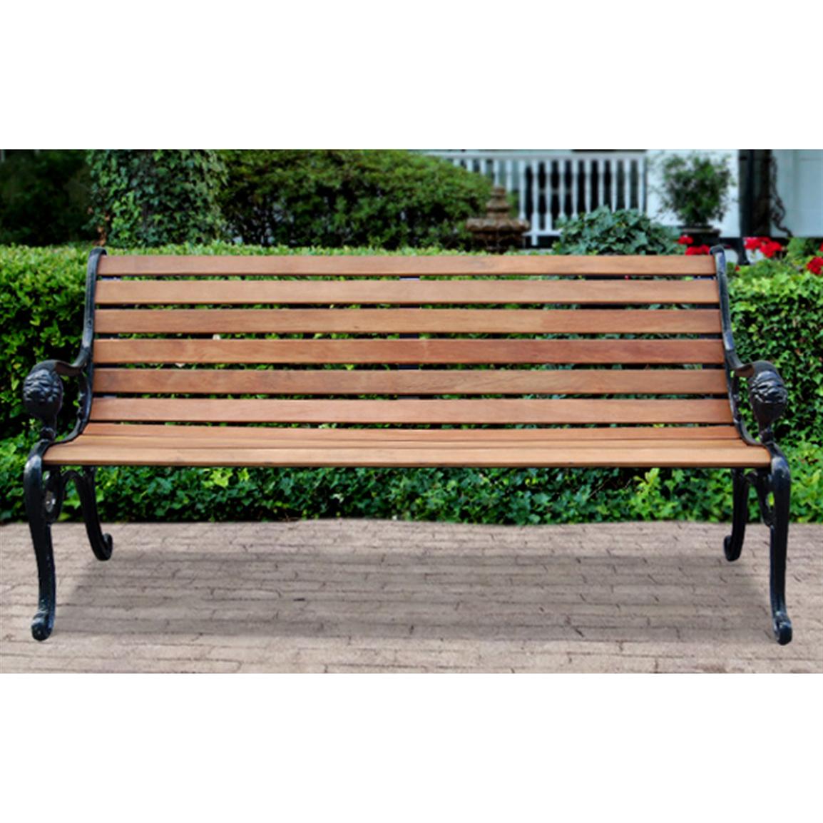 Lion Park Bench - Cast Iron Ends - 232005, Patio Furniture 