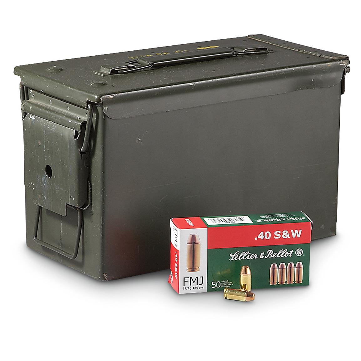 500 rds. Sellier & Bellot® .40 S&W 180 Grain FMJ Ammo with .50 cal. Can