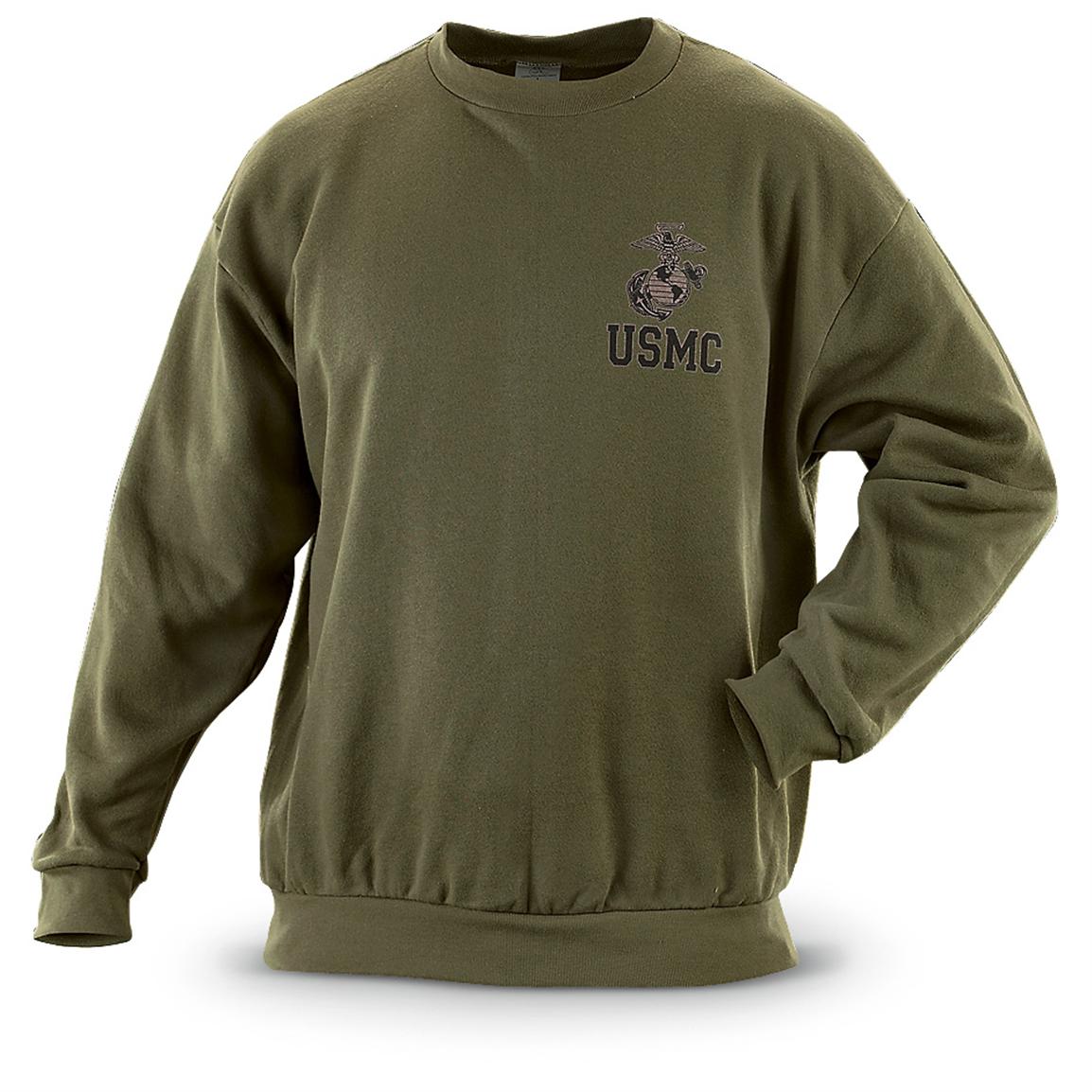 U.S. Marine Corps Sweatshirt, Olive Drab - 232152, Military Sweatshirts &  Hoodies at Sportsman's Guide