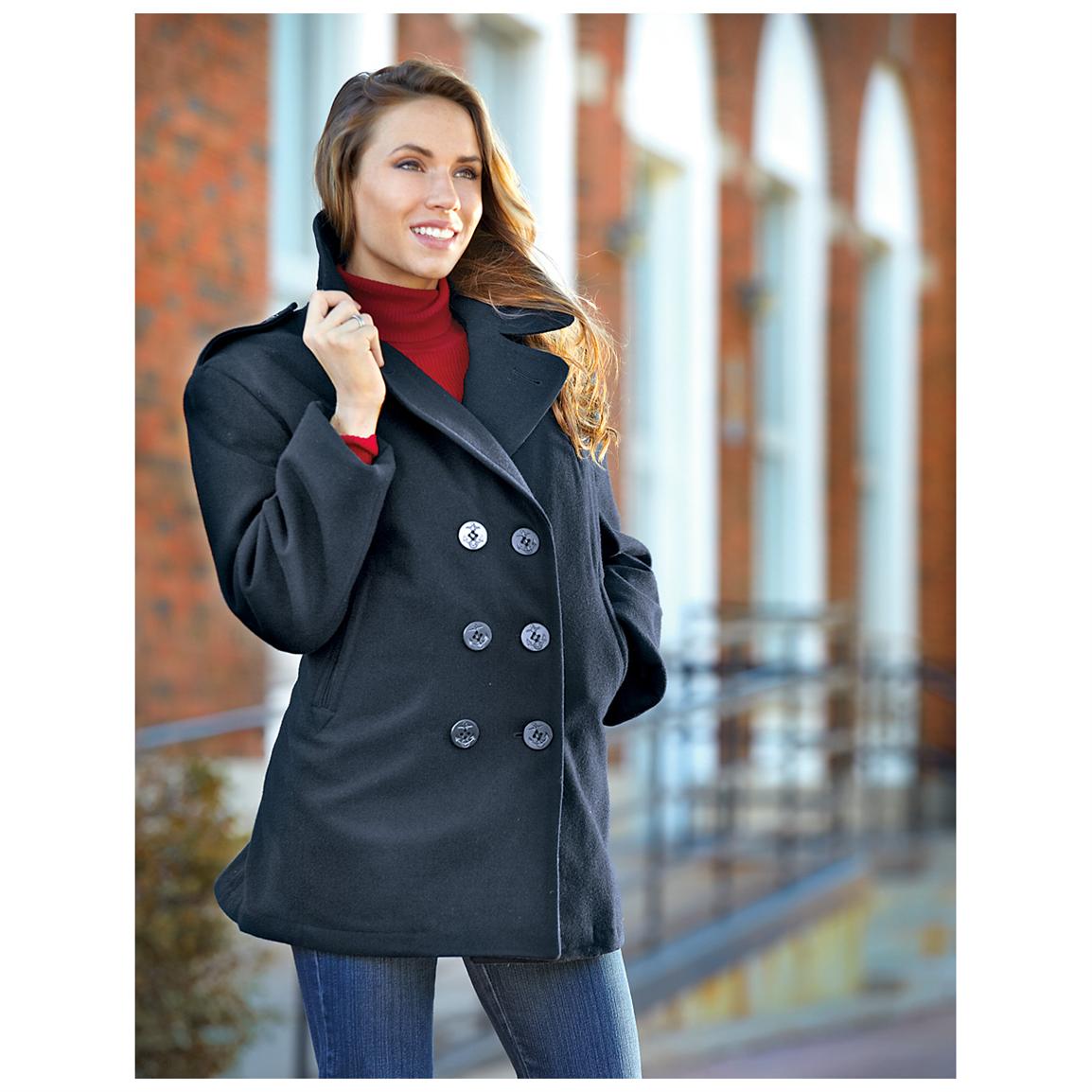 Women's New United States Mil. - issue Military Surplus Wool Pea Coat ...