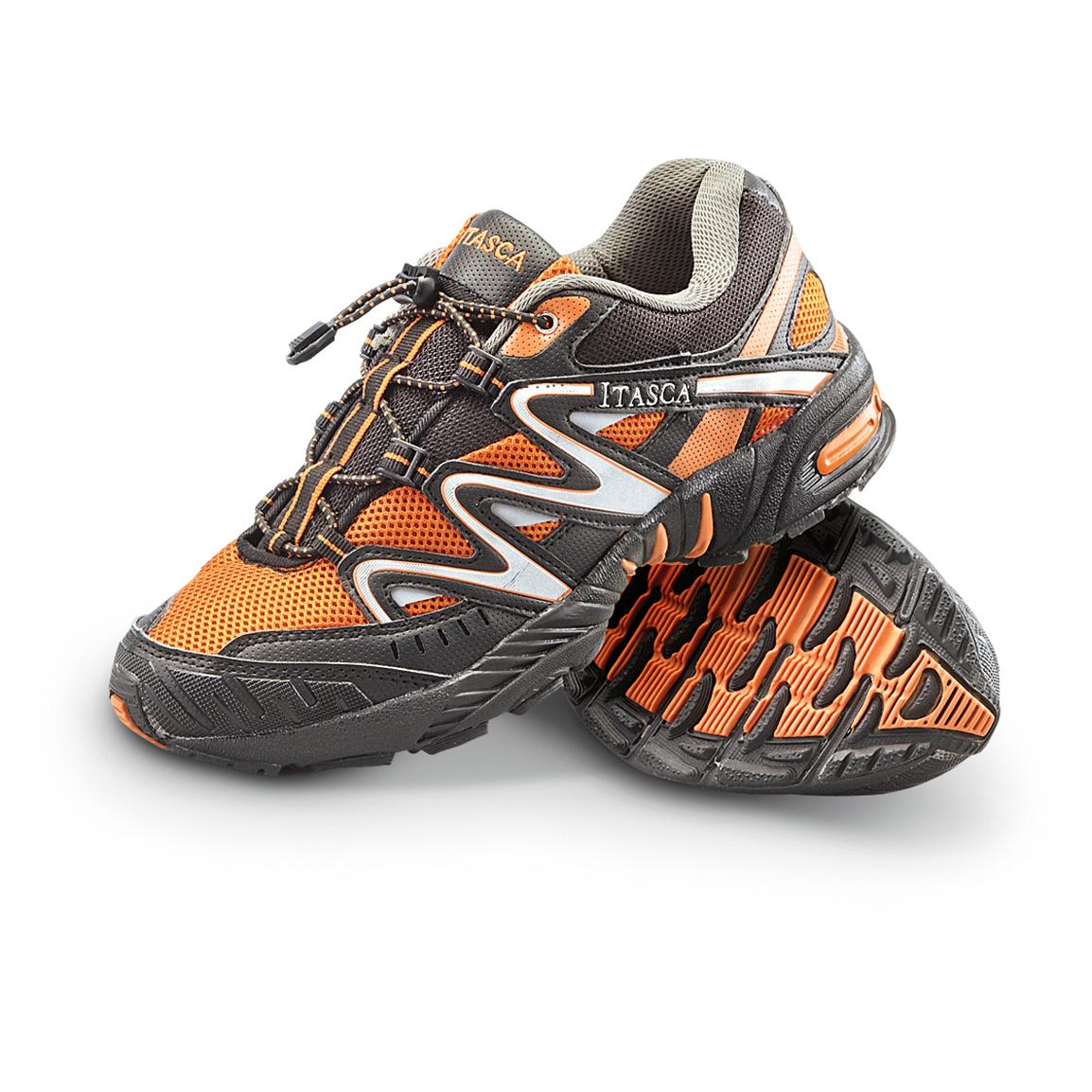 Men's Itasca™ Ridge Terrain Running Shoes, Black / Orange - 232525 ...