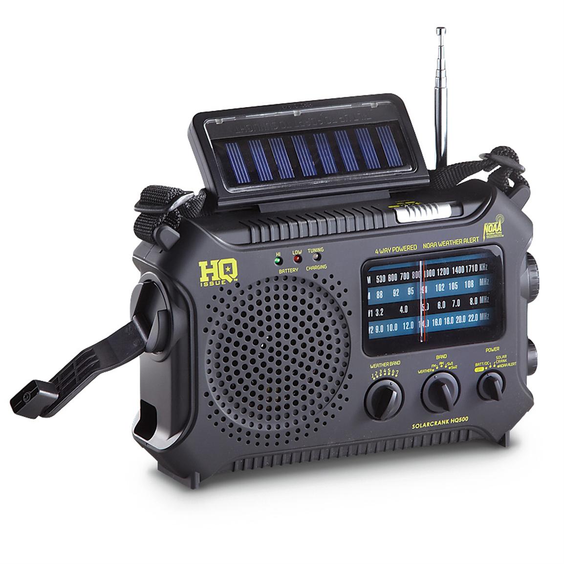 HQ ISSUE Multi-Band Dynamo Solar Powered Weather Radio, Black