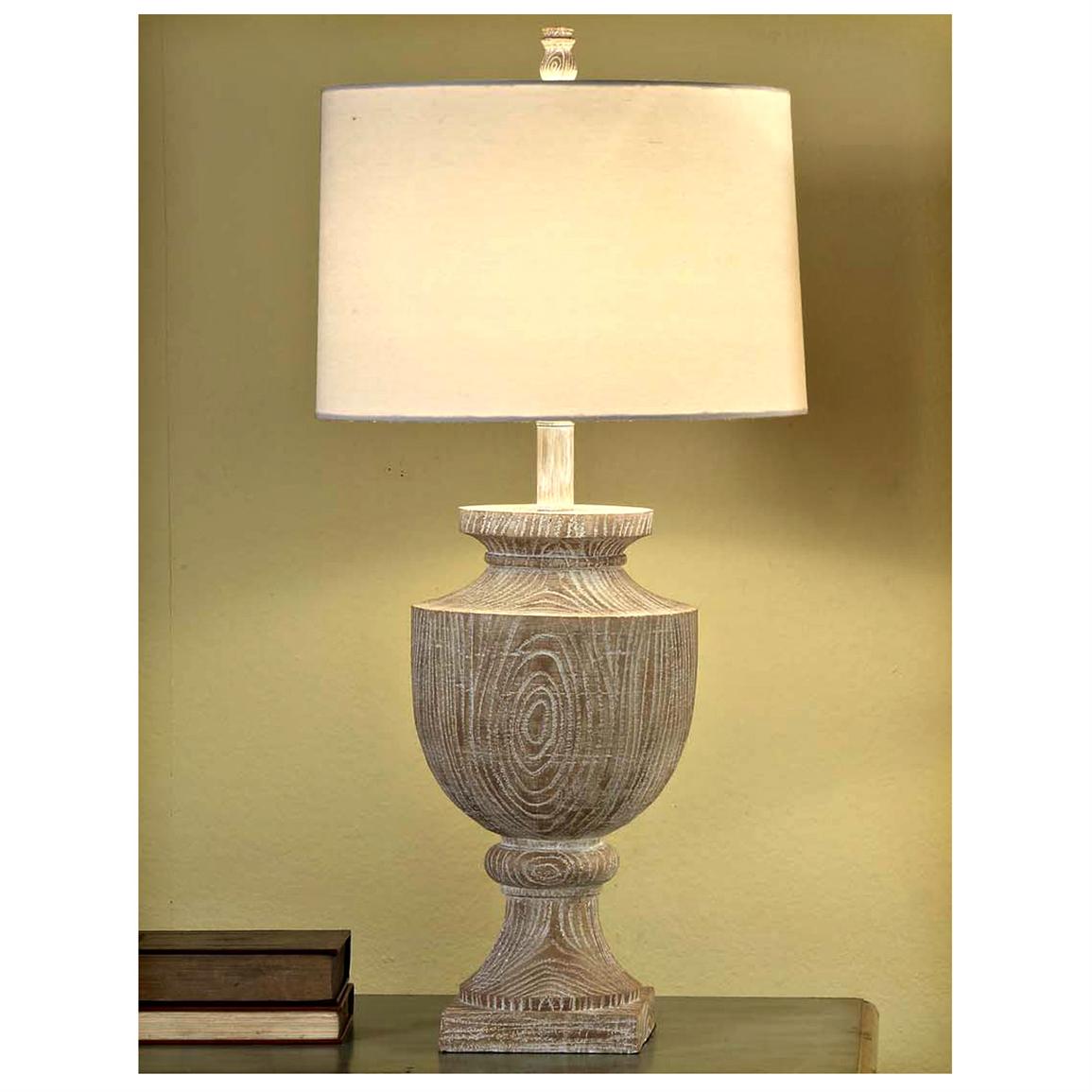 Avalon Carved Wood Table Lamp, Table With Lamp Attached Lowe S