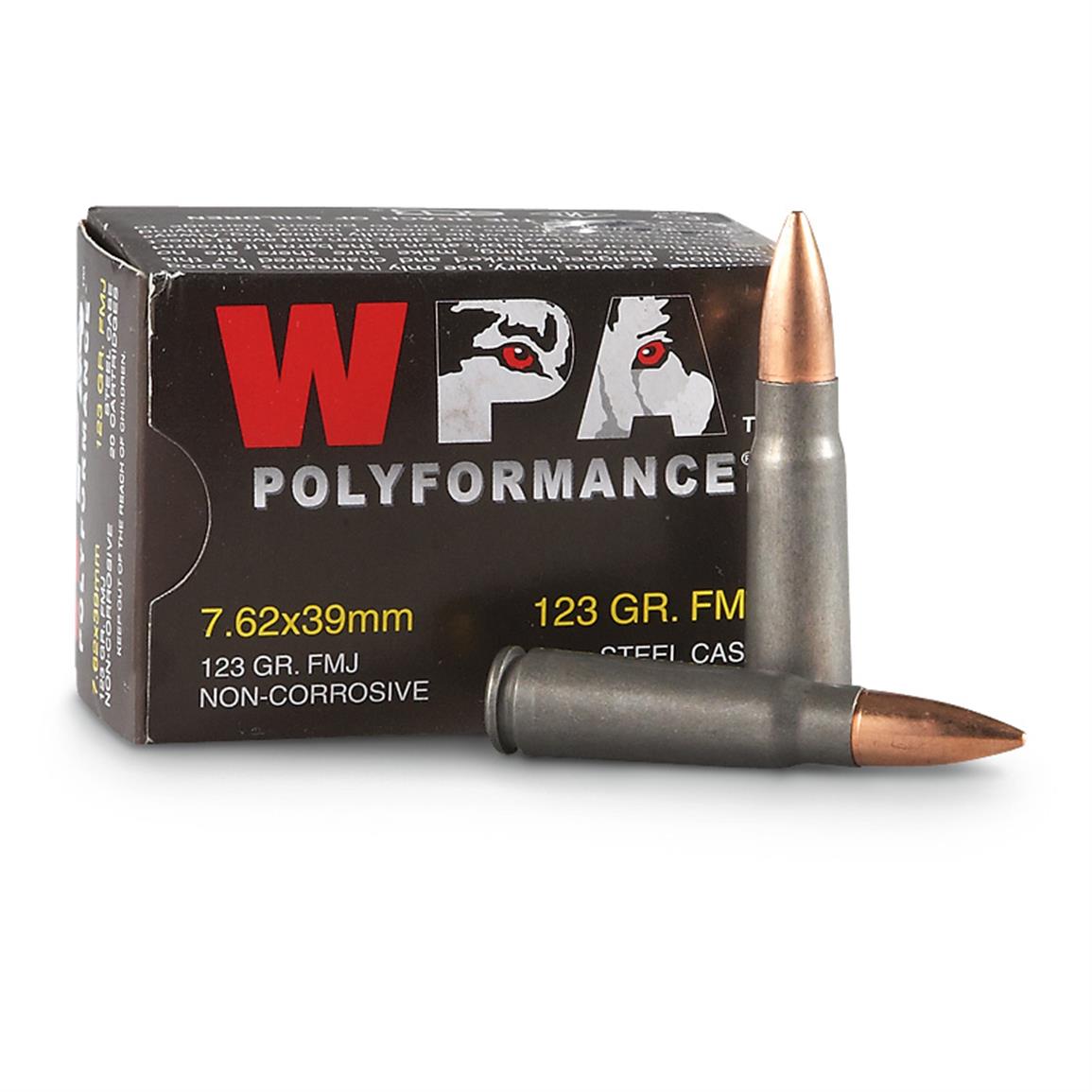 Wolf WPA Polyformance, 7.62x39mm, FMJ, 123 Grain, 240 Rounds