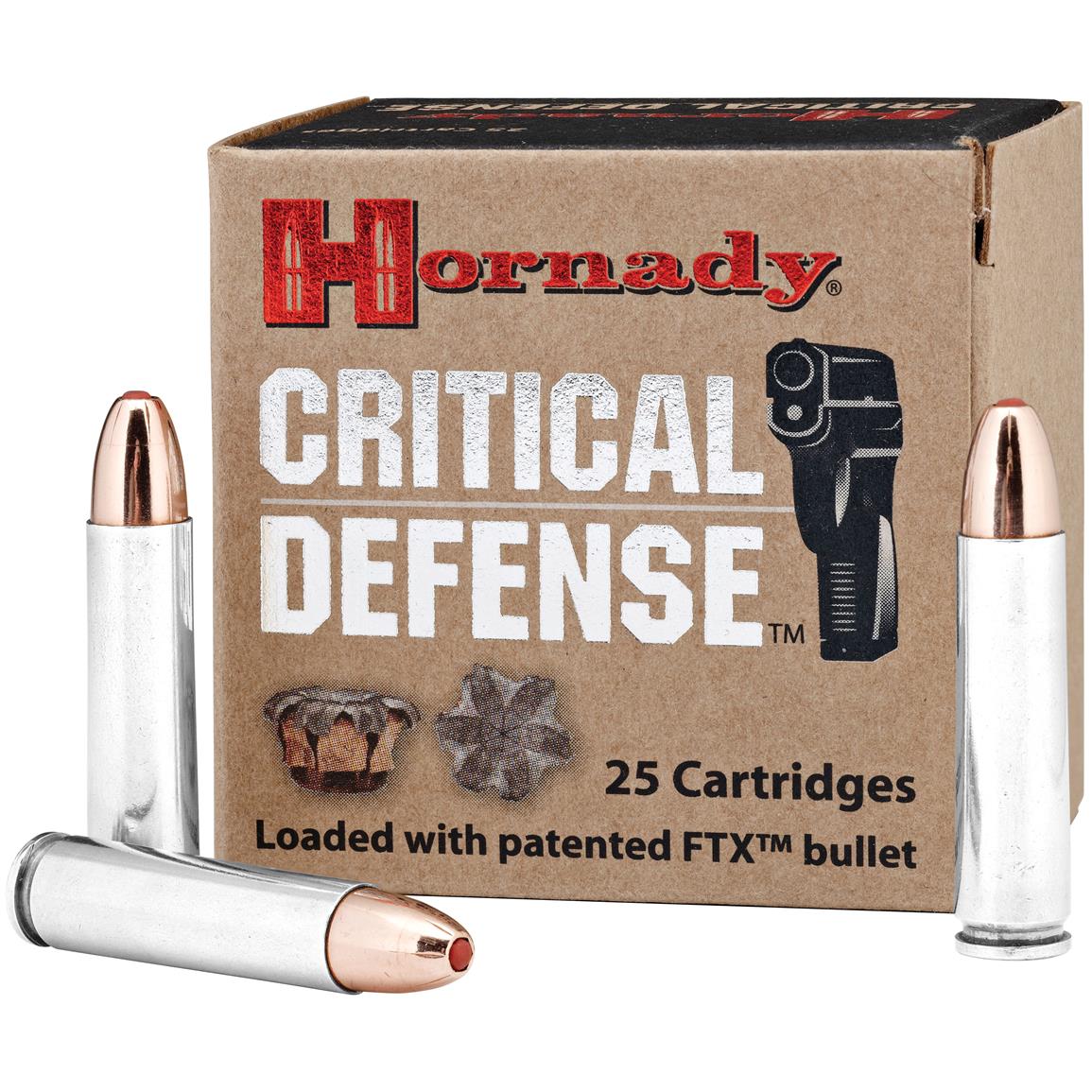 Hornady Critical Defense Ammo, .30 Carbine, FTX, 110 Grain, 25 Rounds
