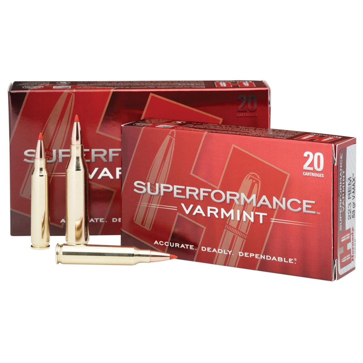 Hornady Superformance Varmint, .223 Remington, V-MAX, 53 Grain, 20 Rounds
