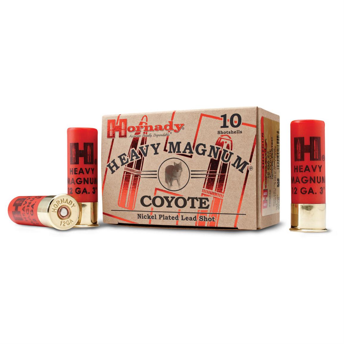 10 rounds of Hornady® Heavy Magnum® Coyote 3" Nickel-plated BB Lead Shot