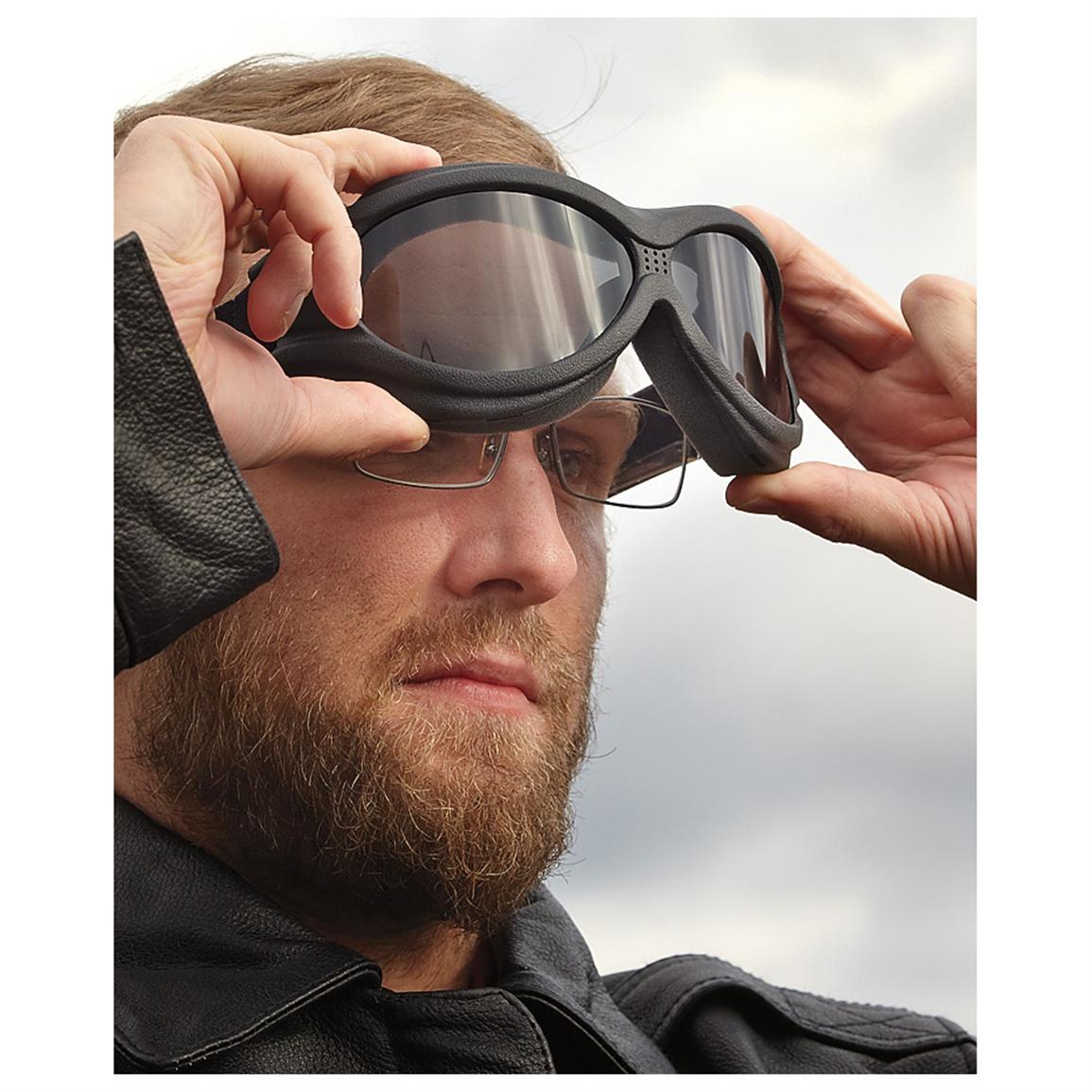 Big Ben Motorcycle Goggles Smoke Lense Fit Over Glasses - FitnessRetro