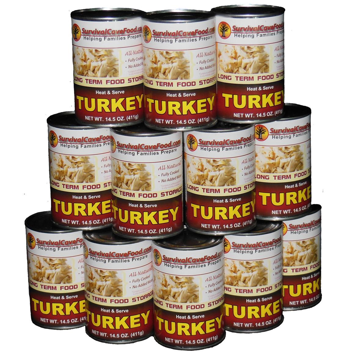 Survival Cave Food Canned Turkey, 12 Pack, 14.5-oz. Cans