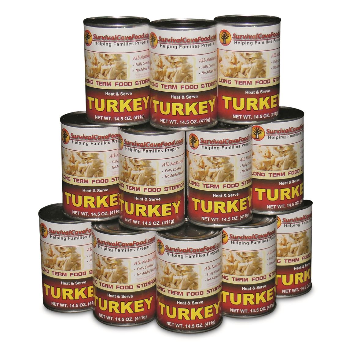 Survival Cave Food Canned Turkey, 12 Pack, 14.5-oz. Cans