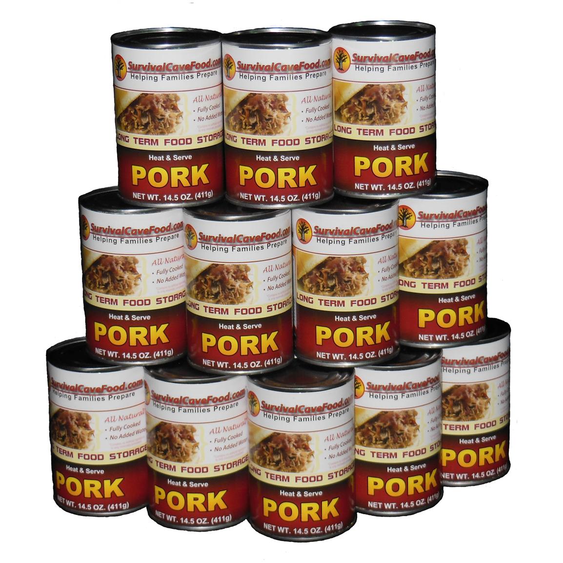 Survival Cave Food&reg; Canned Pork, 12-Pk. 14 1/2-oz. cans