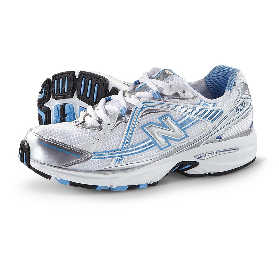 Women's New Balance® 520 Cross Trainers, Silver / White / Blue 235675, Running Shoes
