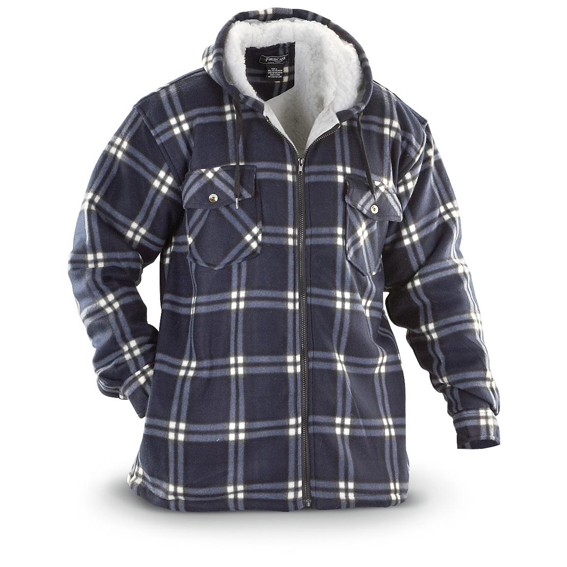 Fourcast® Plaid Fleece Hooded Shirt / Jacket - 235727, Sweatshirts ...