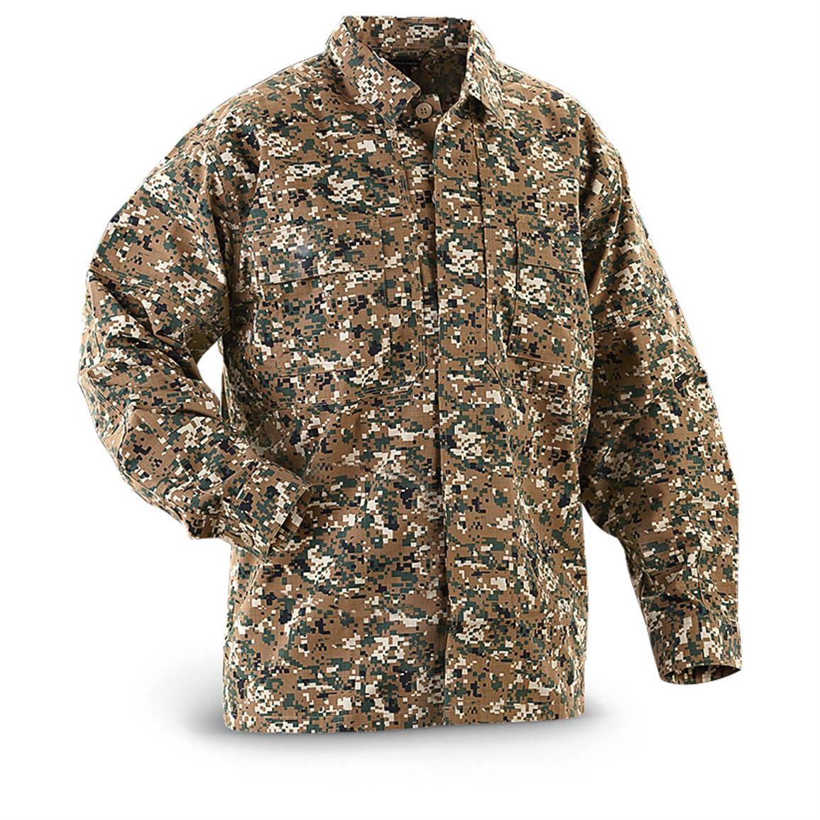5.11 Tactical® Ripstop TDU Long - sleeved Shirt, Digital Woodland Camo ...