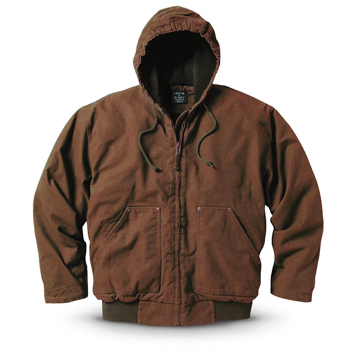 Key® Fleece - lined Hooded Work Jacket, Chocolate - 236347, Insulated ...