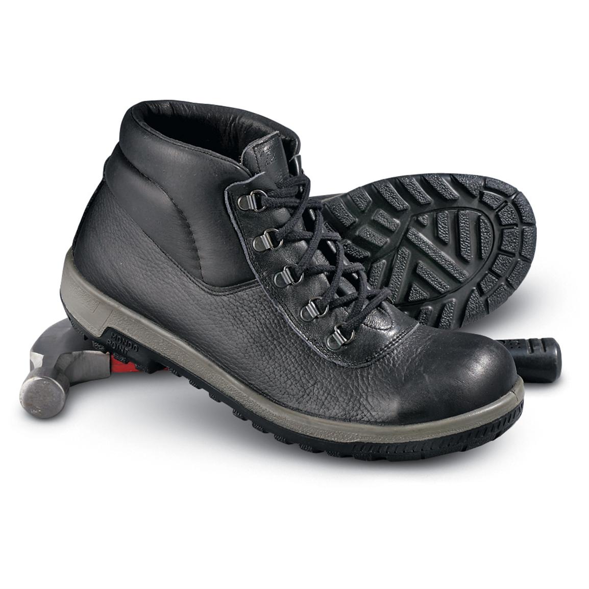 Men's New German Steel Toe Work Boots, Black - 25009, at Sportsman's Guide