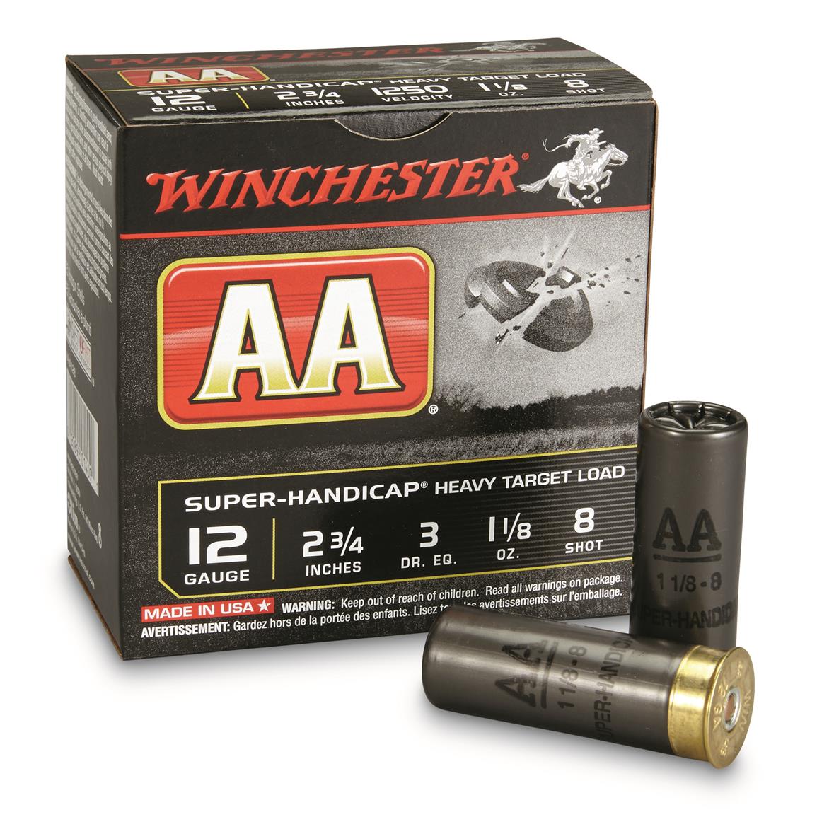 Winchester, AA Shotshells, 12 Gauge, 2 3/4&quot; Shell, 1 1/8 oz. Shot Weight, 25 Rounds
