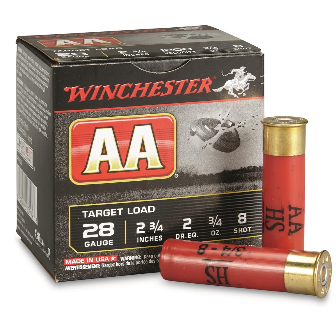 Winchester, AA Shotshells, 28 Gauge, 2 3/4&quot; Shell, 3/4 oz., 25 Rounds