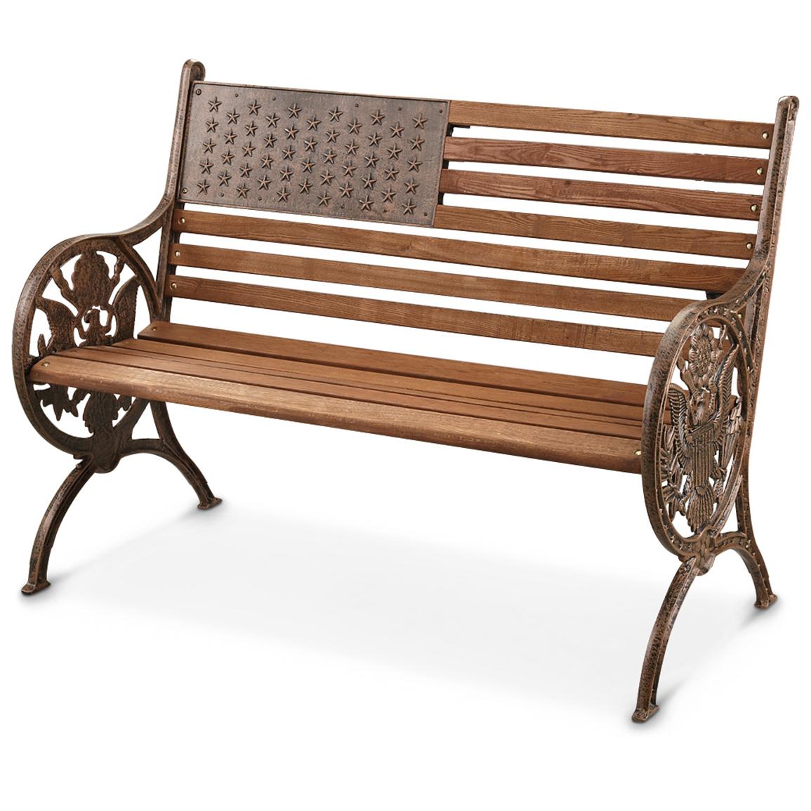 American Proud Cast Iron / Wood Park Bench - 281386, Patio Furniture at