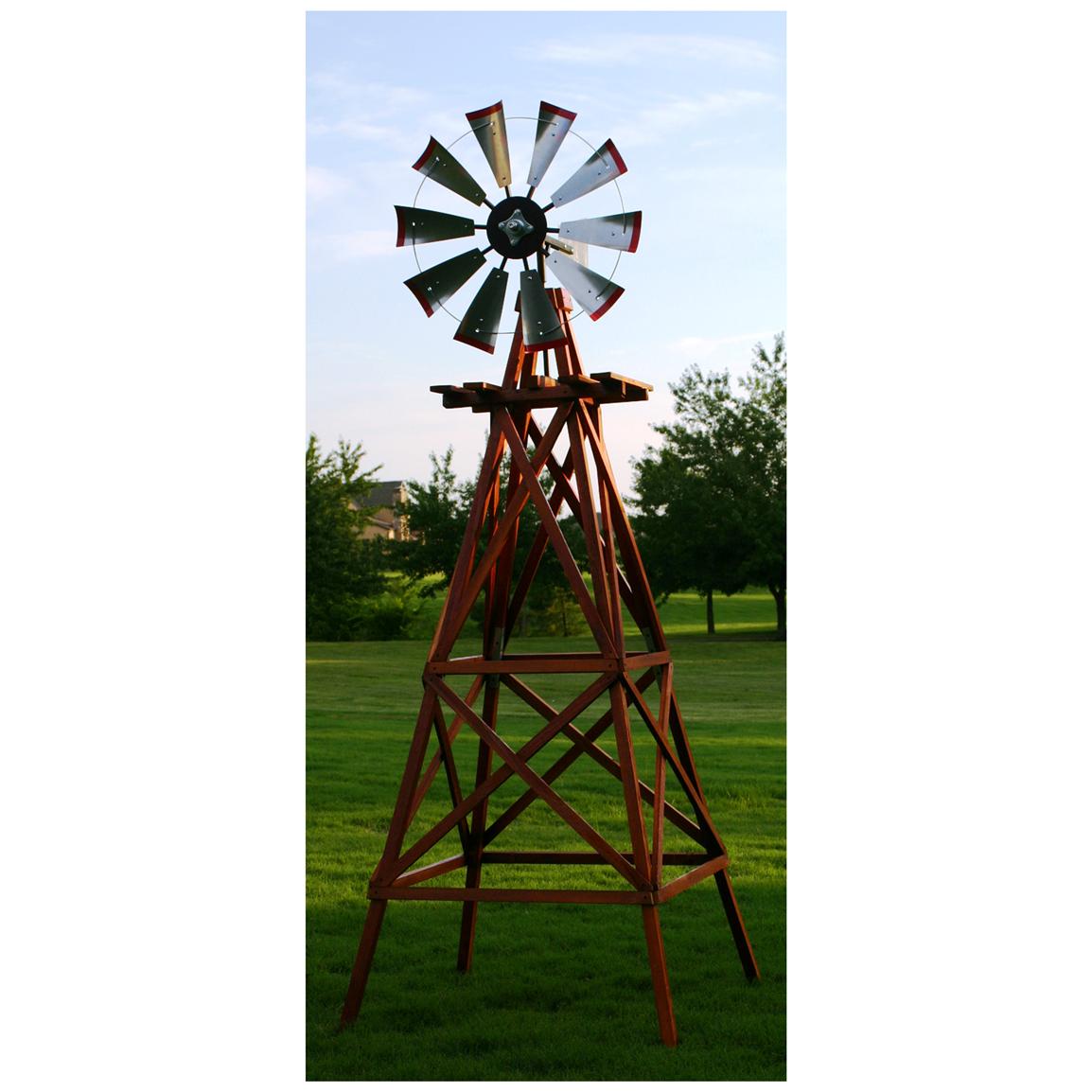Outdoor Water Solutions 10 Wood Backyard Windmill 282057
