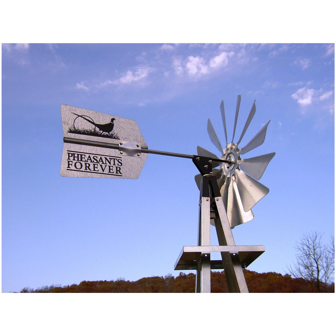 Pheasants Forever Small Galvanized Backyard Windmill Steel