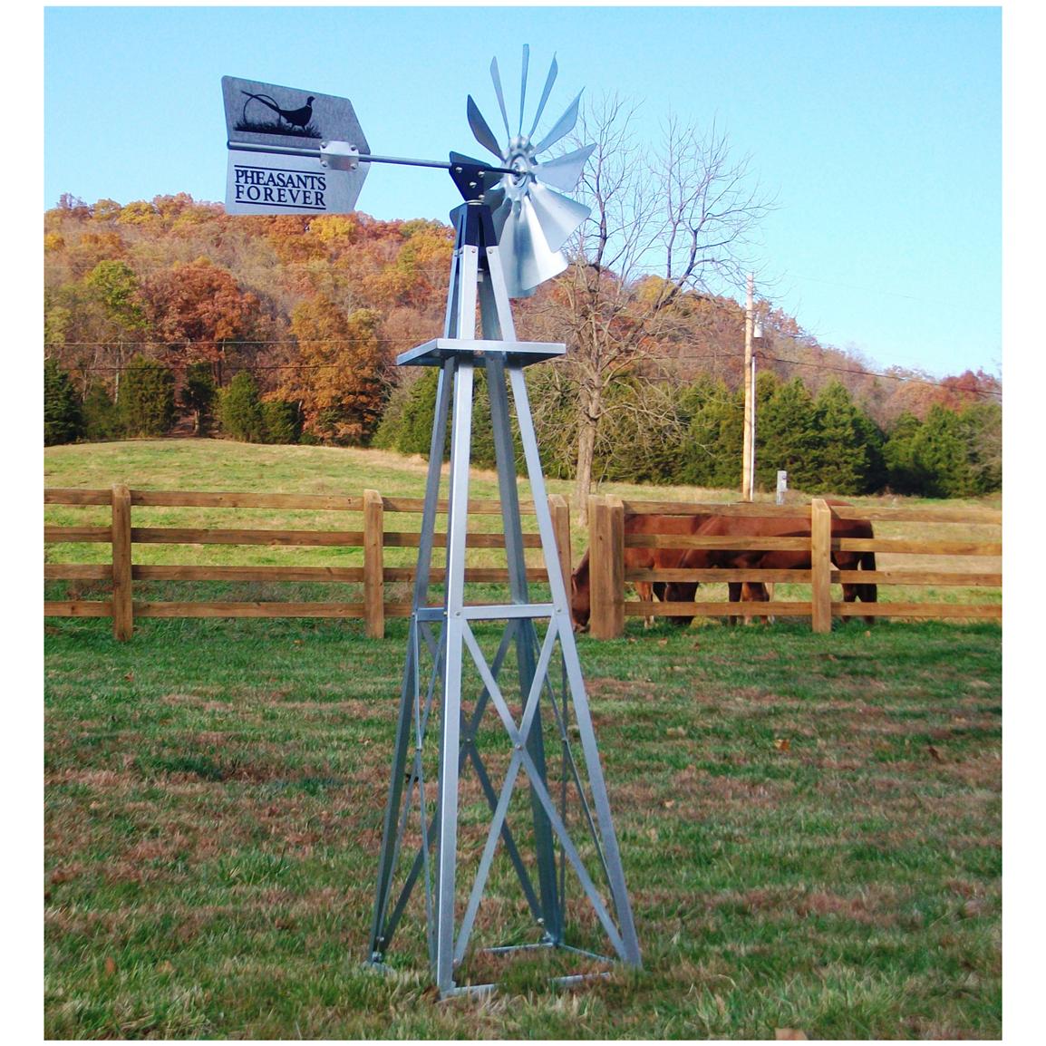 Pheasants Forever Small Galvanized Backyard Windmill Steel