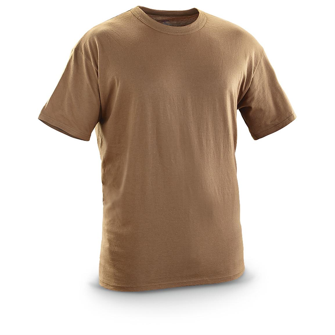 6 - Pk. of New U.S. Military T - shirts, Army Brown - 282314, Military ...